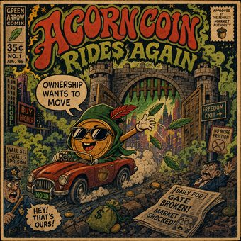 Robinhood meme 10: 08 acorn coin rides again