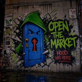 Robinhood meme 13: 06 graffiti blue door wall photo
